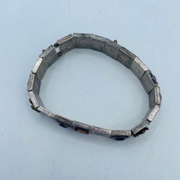 Silver Pewter Tone "Charm" Tile Stretchy Bracelet Buddha Turtle - Picture 5 of 5